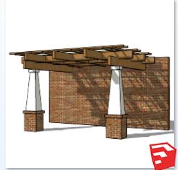 庭院花架SU模型sketchup模型42-SU建筑景观室内模型