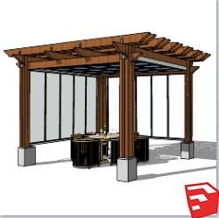 庭院花架SU模型sketchup模型76-SU建筑景观室内模型