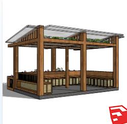 庭院花架SU模型sketchup模型82-SU建筑景观室内模型