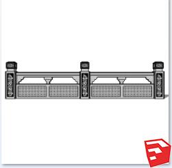 中式栏杆SU草图模型sketchup模型2-SU建筑景观室内模型