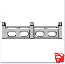 中式栏杆SU草图模型sketchup模型4-SU建筑景观室内模型