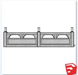 中式栏杆SU草图模型sketchup模型8-SU建筑景观室内模型