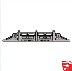 中式栏杆SU草图模型sketchup模型11-SU建筑景观室内模型