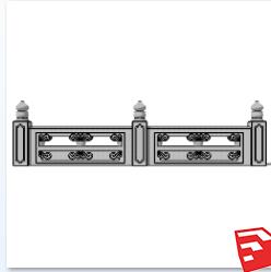 中式栏杆SU草图模型sketchup模型23-SU建筑景观室内模型