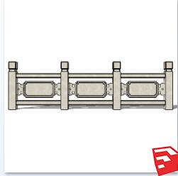 中式栏杆SU草图模型sketchup模型24-SU建筑景观室内模型