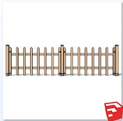 木质栏杆SU模型sketchup模型14-SU建筑景观室内模型