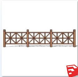 木质栏杆SU模型sketchup模型20-SU建筑景观室内模型