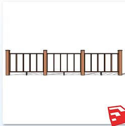 木质栏杆SU模型sketchup模型47-SU建筑景观室内模型