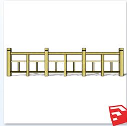 木质栏杆SU模型sketchup模型48-SU建筑景观室内模型