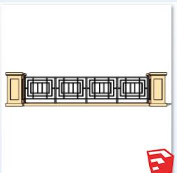 铁艺栏杆SU模型sketchup模型96-SU建筑景观室内模型