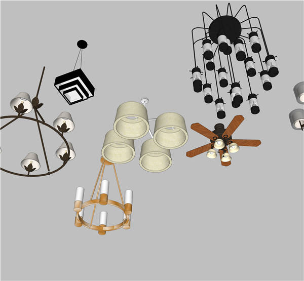 吊灯灯具SU草图模型sketchup模型180-SU建筑景观室内模型
