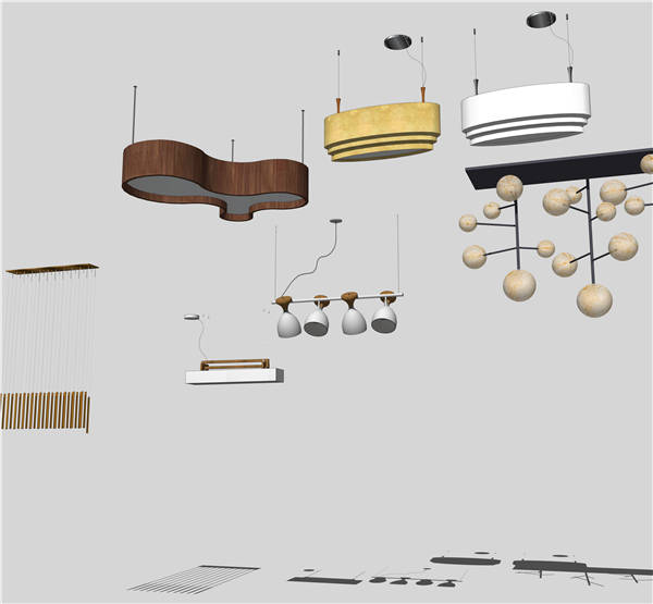 吊灯灯具SU草图模型sketchup模型182-SU建筑景观室内模型