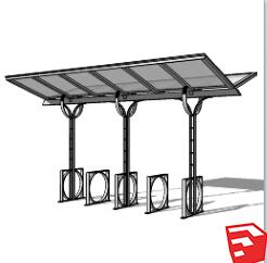 停车棚SU模型sketchup模型3-SU建筑景观室内模型