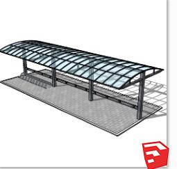 停车棚SU模型sketchup模型56-SU建筑景观室内模型