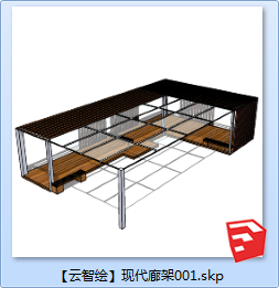 现代风廊架SU景观图sketchup模型1-SU建筑景观室内模型