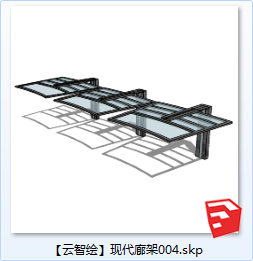 现代风廊架SU景观图sketchup模型4-SU建筑景观室内模型