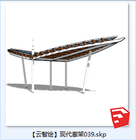 现代风廊架SU景观图sketchup模型39-SU建筑景观室内模型