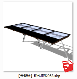 现代风廊架SU景观图sketchup模型63-SU建筑景观室内模型