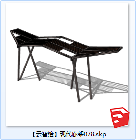 现代风廊架SU景观图sketchup模型78-SU建筑景观室内模型