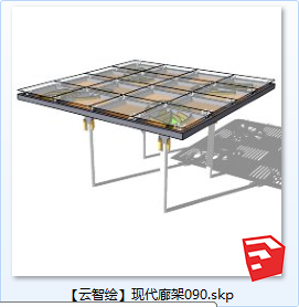 现代风廊架SU景观图sketchup模型90-SU建筑景观室内模型