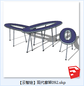 现代风廊架SU景观图sketchup模型92-SU建筑景观室内模型