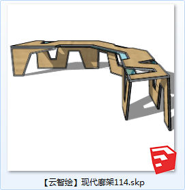 现代风廊架SU景观图sketchup模型114-SU建筑景观室内模型