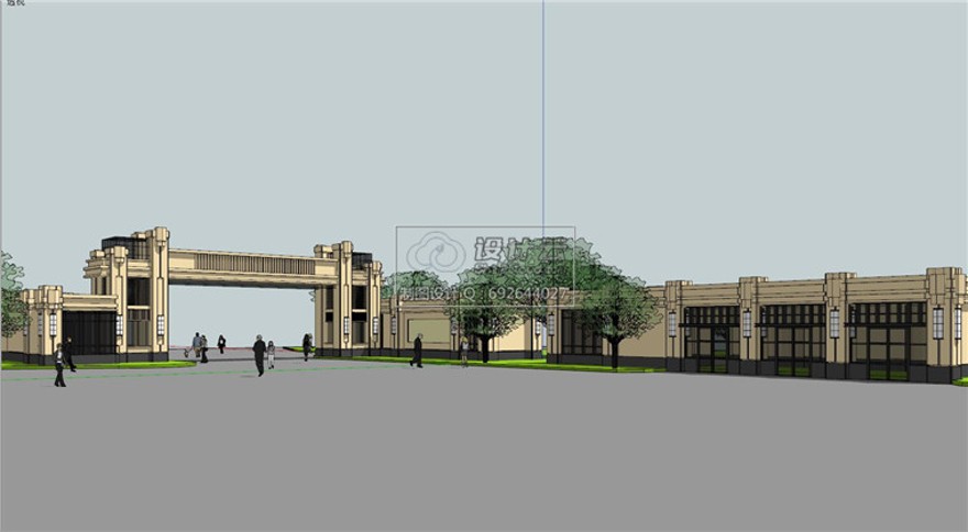 sketchup新古典大门建筑方案设计su模型资源分享精品素材参SU建筑景观室内模型