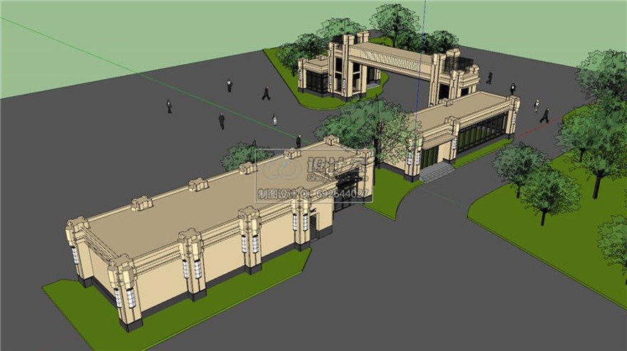 sketchup新古典大门建筑方案设计su模型资源分享精品素材参SU建筑景观室内模型