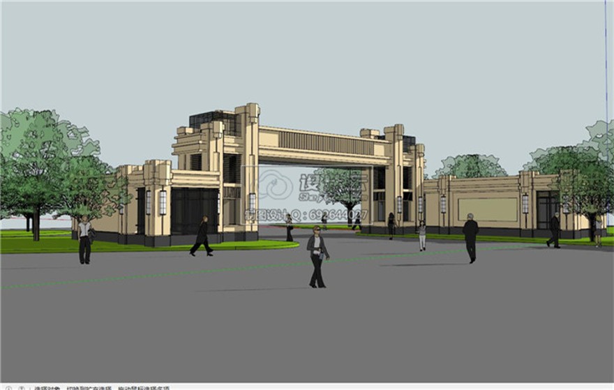 sketchup新古典大门建筑方案设计su模型资源分享精品素材参SU建筑景观室内模型