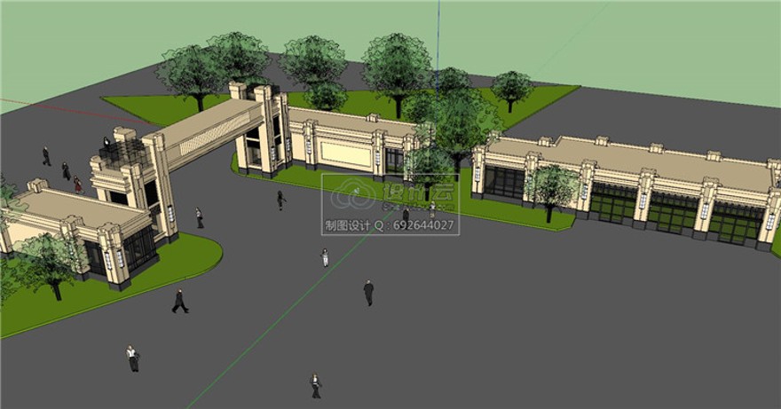 sketchup新古典大门建筑方案设计su模型资源分享精品素材参SU建筑景观室内模型