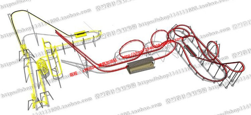 模型-su模型幼儿园儿童游乐场过山车摩天轮健身设施草图-sketchup建筑景观室内模型