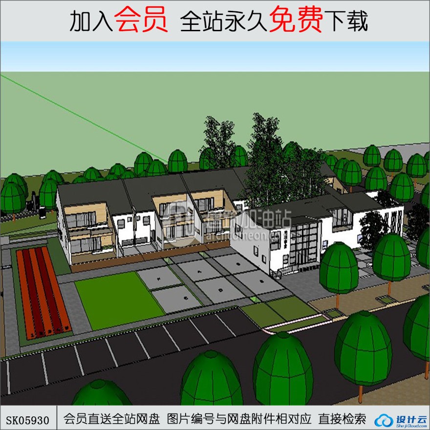 su模型下载-幼儿园江南风格su模型-sketchup建筑景观室内模型