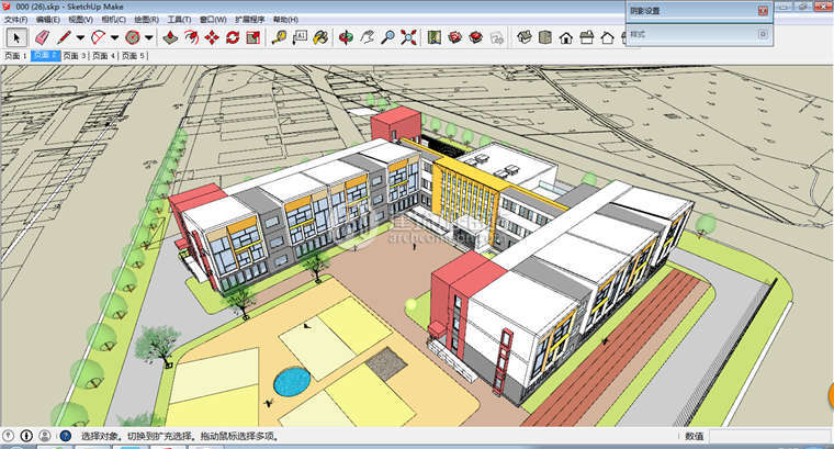 sketchup大学中学设计小学设计学校建筑Sketchup模型SU