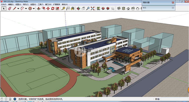 sketchup大学中学设计小学设计学校建筑Sketchup模型SU