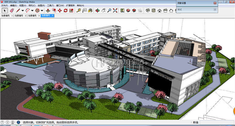 sketchup大学中学设计小学设计学校建筑Sketchup模型SU