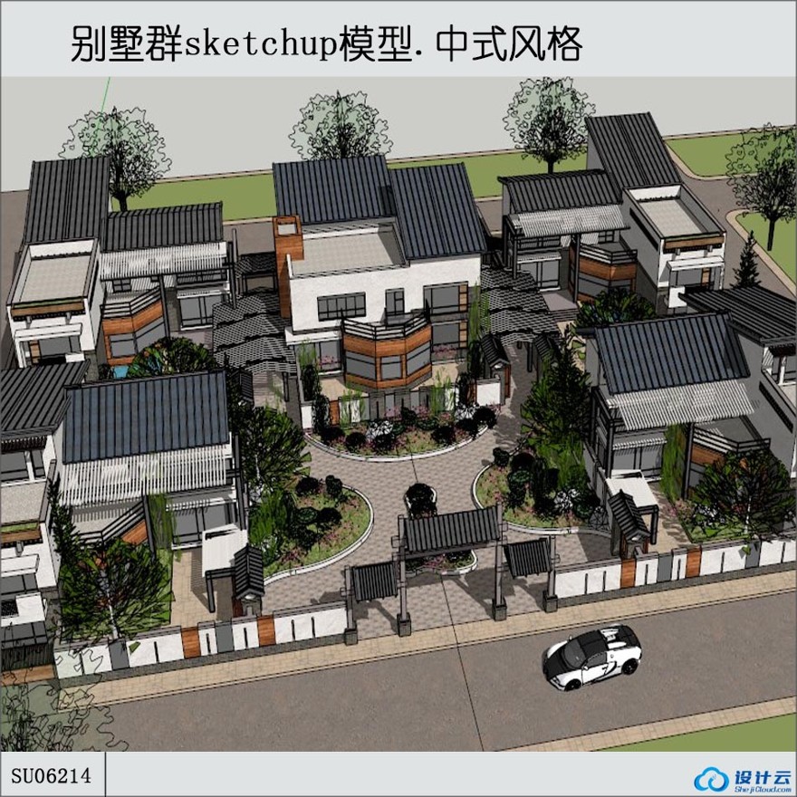 sketchup商业别墅群-现代风主义-3层-sketchup建筑景观室内模型