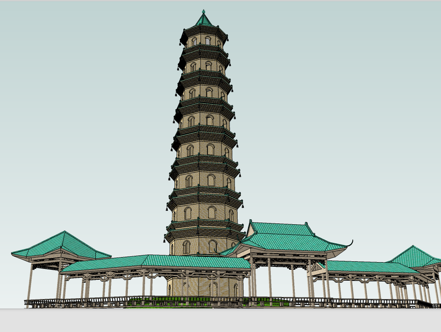 塔楼-sketchup建筑景观室内模型