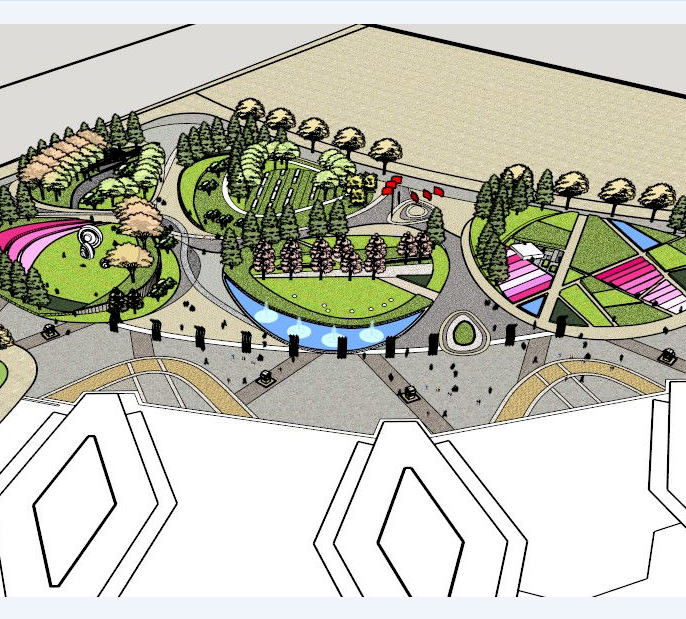 公园景观场景_室内室外草图完整sketchup模型20-sketchup建筑景观室内模型