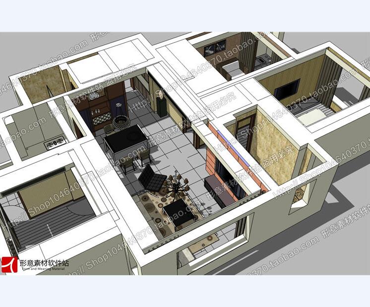 家装008-sketchup建筑景观室内模型