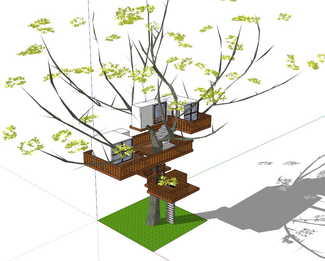 树屋SU模型_室内室外草图完整sketchup模型40-sketchup建筑景观室内模型