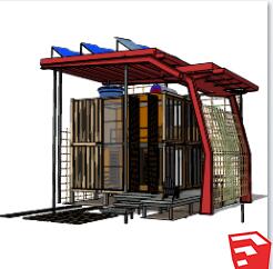 集装箱建筑SU模型场景模型整体模型_室内室外草图完整sketchup模型73