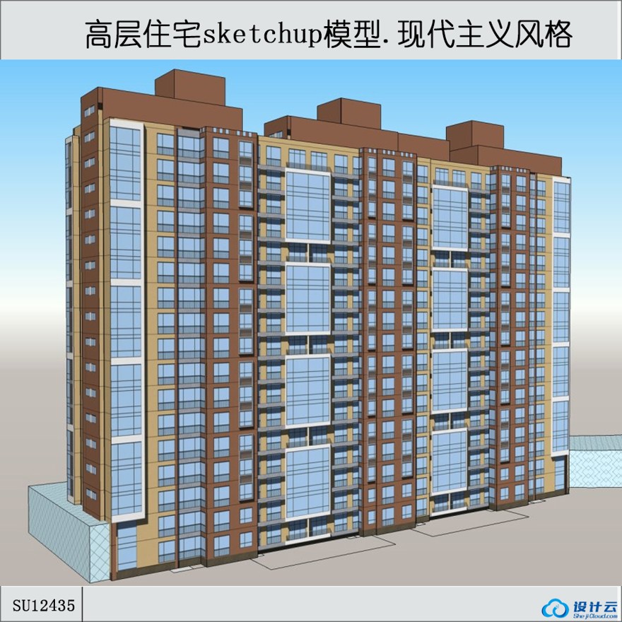 sketchup多层及高层住宅住宅-现代风主义风格-6~18层-sketchup建筑景观室内模型