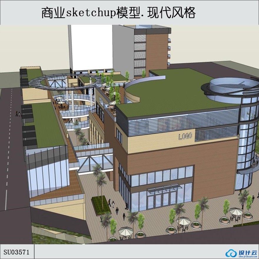 sketchup商住设计综合体-现代风主义风格-10层-sketchup建筑景观室内模型