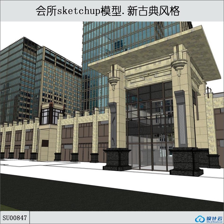 sketchup新古典会所-19层-sketchup建筑景观室内模型