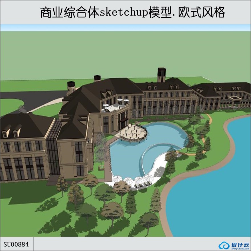 sketchup简欧风格酒店-3层-sketchup建筑景观室内模型