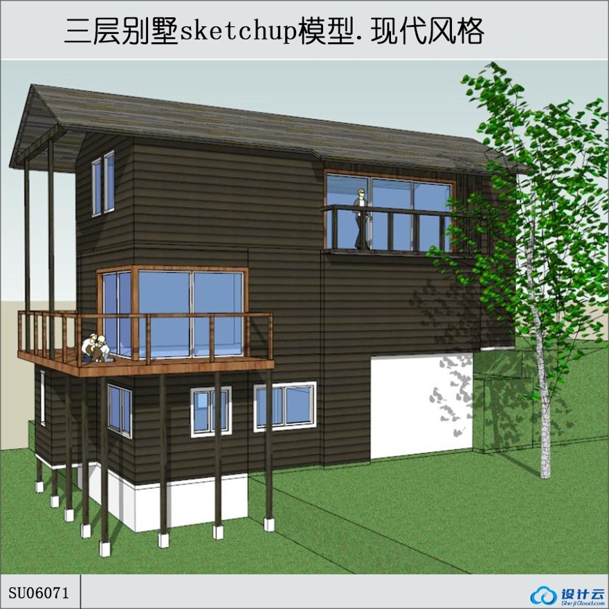 sketchup商业别墅-现代风风格-3层-sketchup建筑景观室内模型