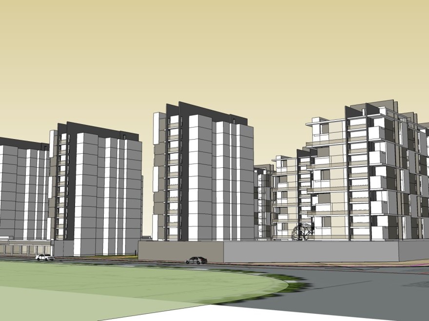 sketchup住宅小区-11层-古典园林风格-sketchup建筑景观室内模型