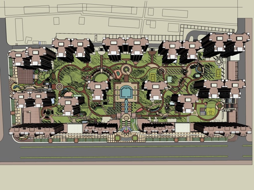 sketchup住宅小区建筑群-现代风风格-27层-sketchup建筑景观室内模型