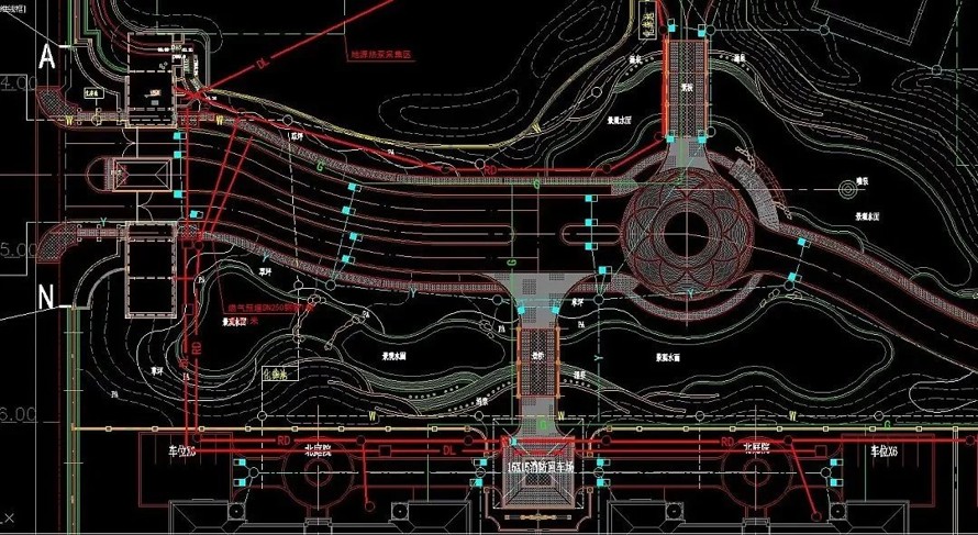 水景（溪流、瀑布、涌泉）-挡墙方向典藏级施工图资料-某国企专家楼景观设计全套施工图（园建+植物+水电+结构）