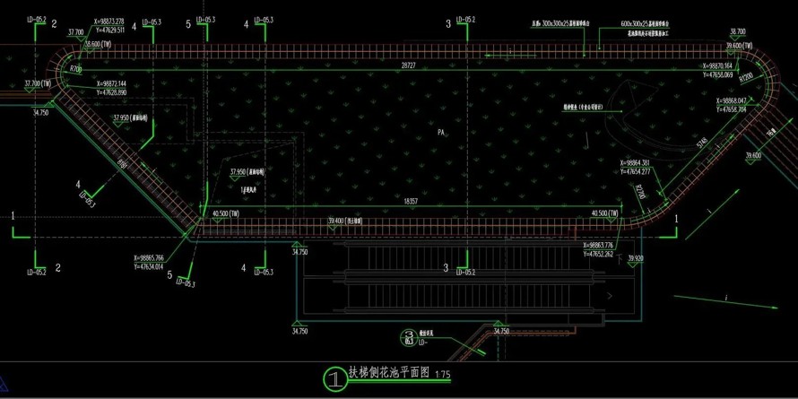 现代商业流线景观-植物绿墙经典做法-某市高端商业中心项目二期景观设计全套施工图（全套施工图包括：园建+绿化+水电）